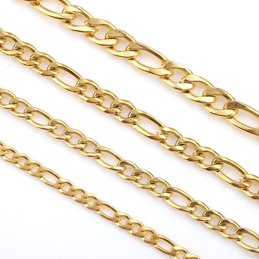 50 meters per roll DIY jewelry making necklace bracelet high quality gold plated stainless steel Figaro chain flat chain