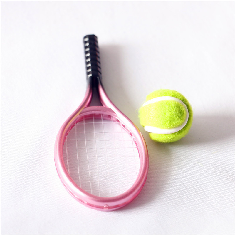 New Creative  Miniature Tennis Racket Ball Dolls Accessories Cute Sports Goods Tennis Racket With Tennis Ball Model Set