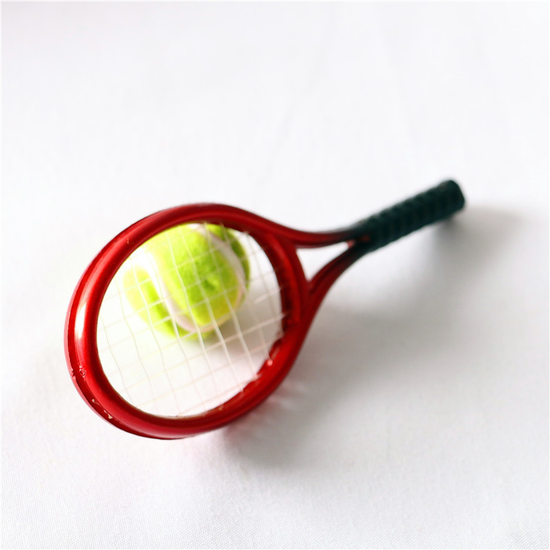 New Creative  Miniature Tennis Racket Ball Dolls Accessories Cute Sports Goods Tennis Racket With Tennis Ball Model Set