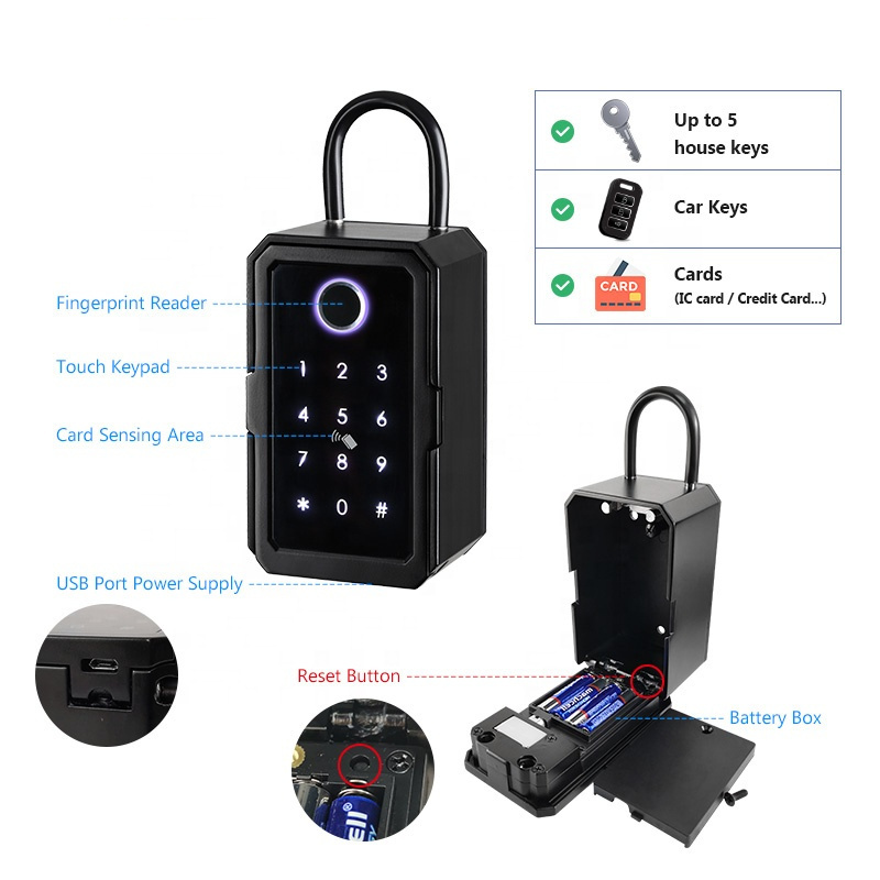 TUYA app high security  digital fingerprint key lock box safe box