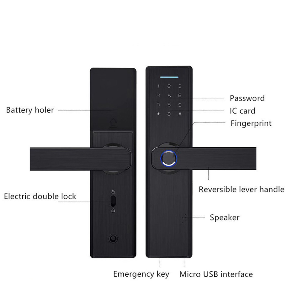 New high security Low Power Consumption tuya ttlock fingerprint wifi z wave zigbee smart home lock