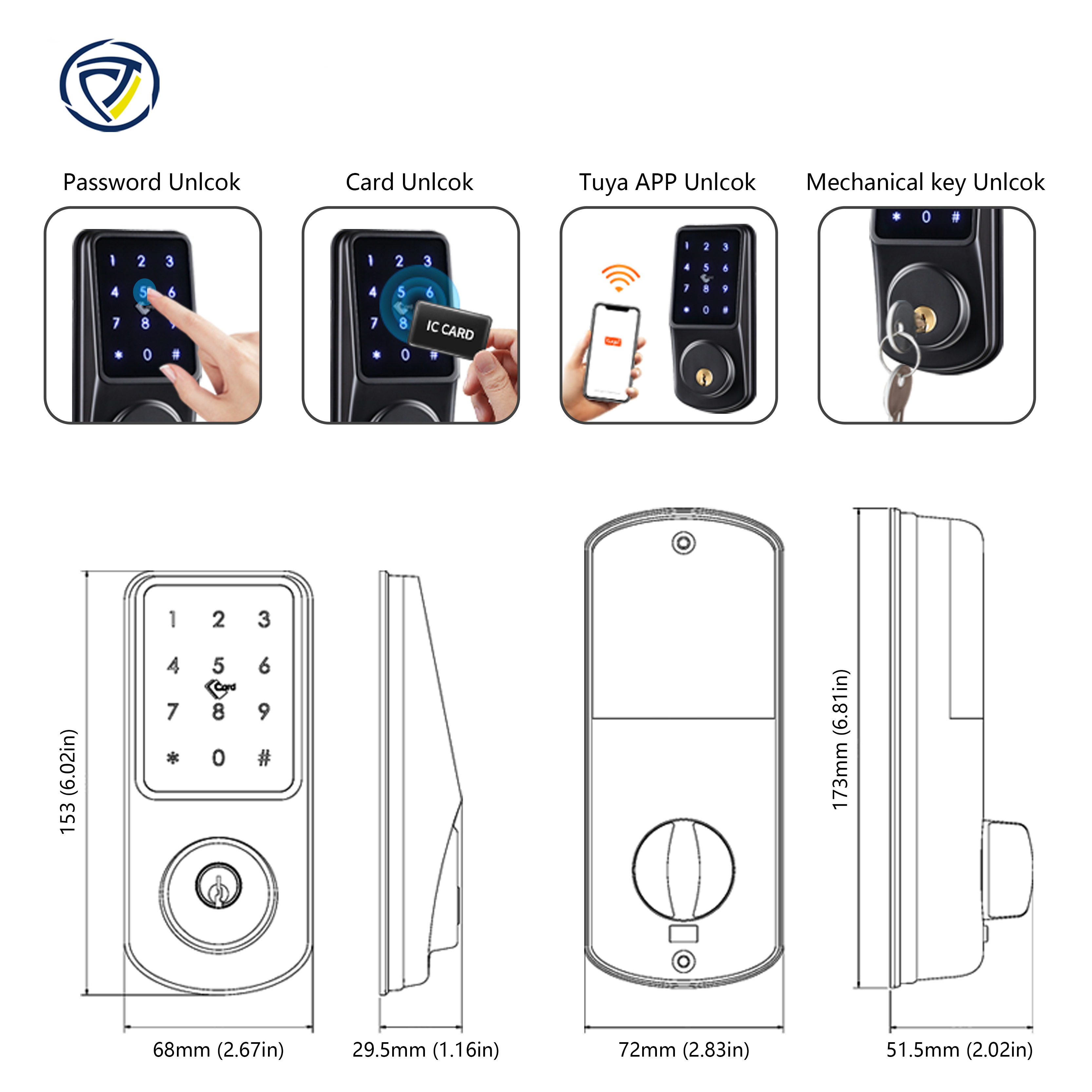 Factory Price Smart BLE Remote Control Digital Combination Door Locks With Automatic Electronic Deadbolt