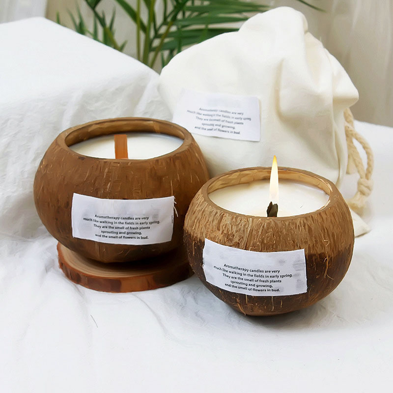 Handmade Luxury Custom Soy Wax Scented Candles in Glass Jar Coconut Shell Aromatherapy Candles for Christmas New Condition