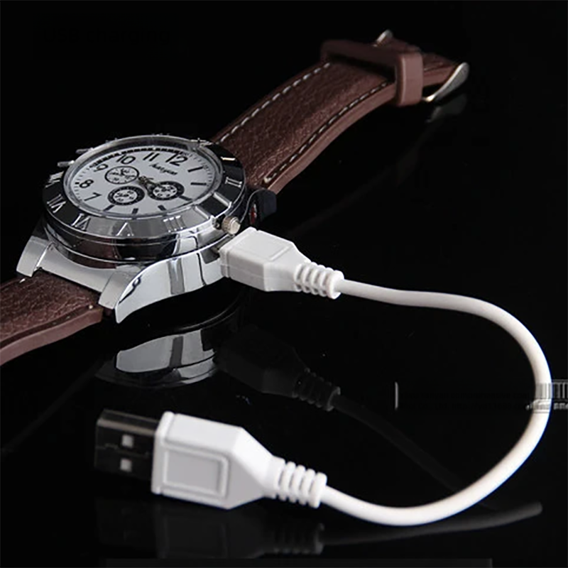 Smart Electronic Cigarette Lighter Watch Trade Usb For Gift Inflatable Men's Quartz Wrist Men Watches With Lighter