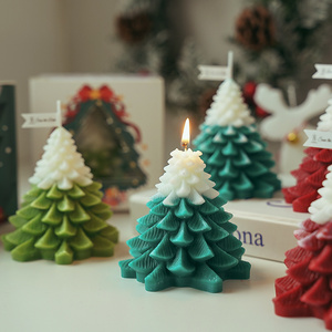 Custom Candle  Handmade Christmas Tree Shaped Candles With Jar Box Soy Wax Scented Candles For Home Decor Gifts For Women