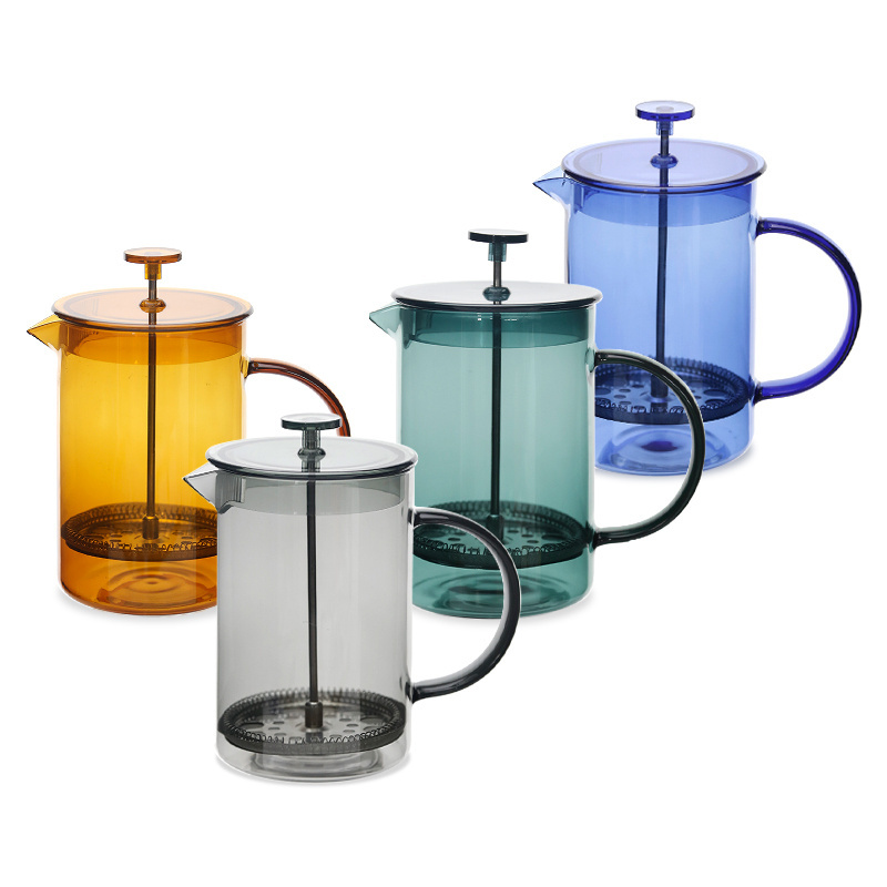 colored french press coffee maker cafetieres in blue amber