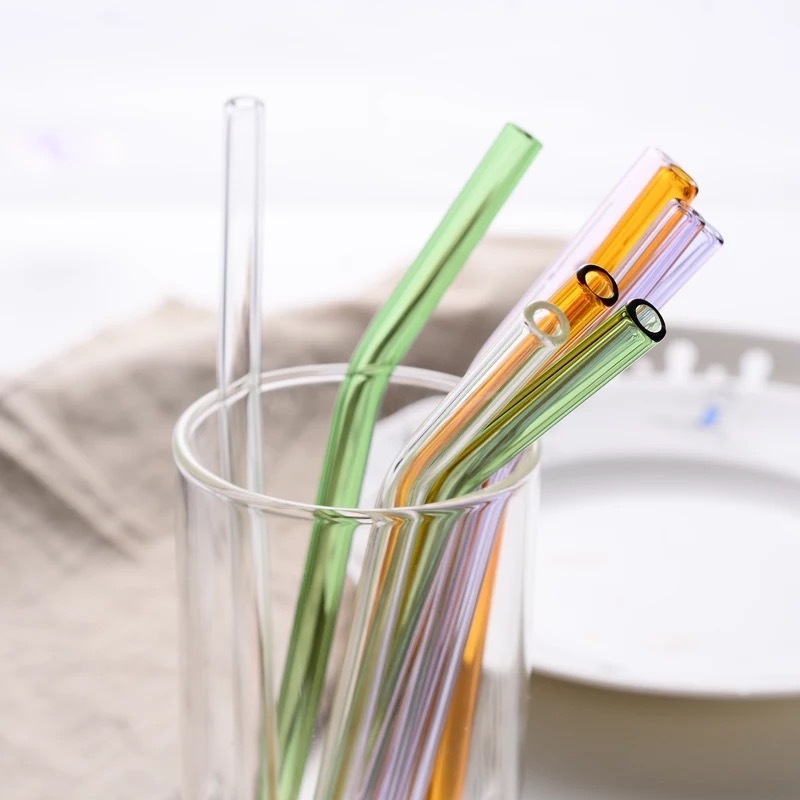 Manufacturer custom made reusable bent glass drinking straw