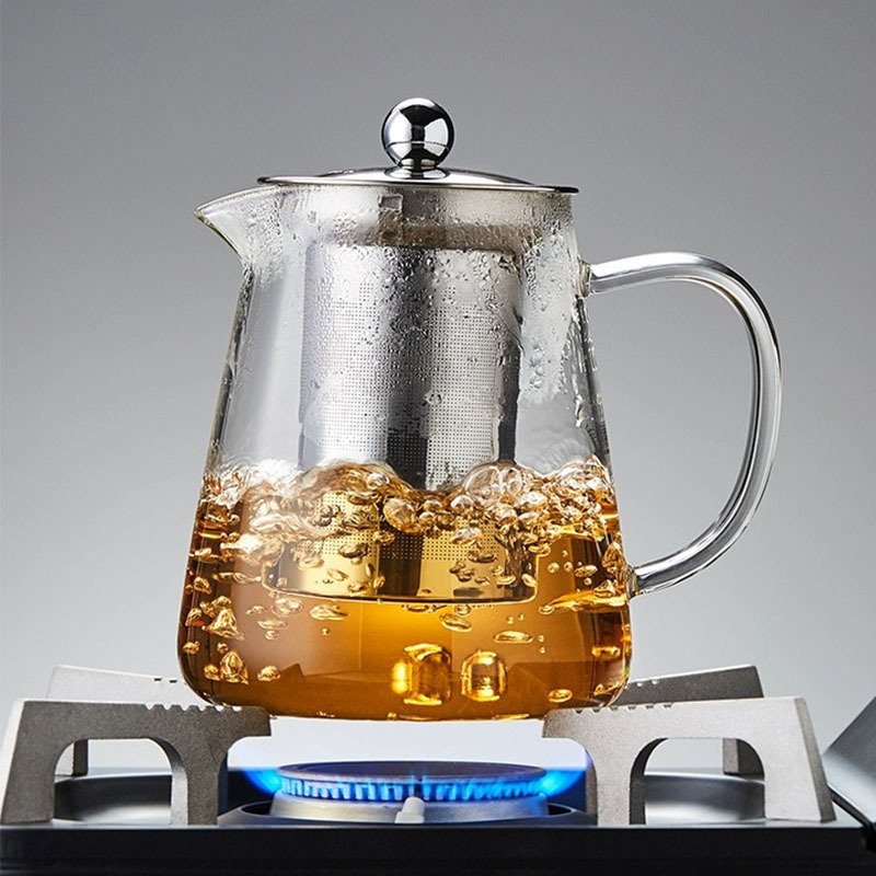 Stainless Steel Heat Resistant Glass Teapot with Removable Infuse