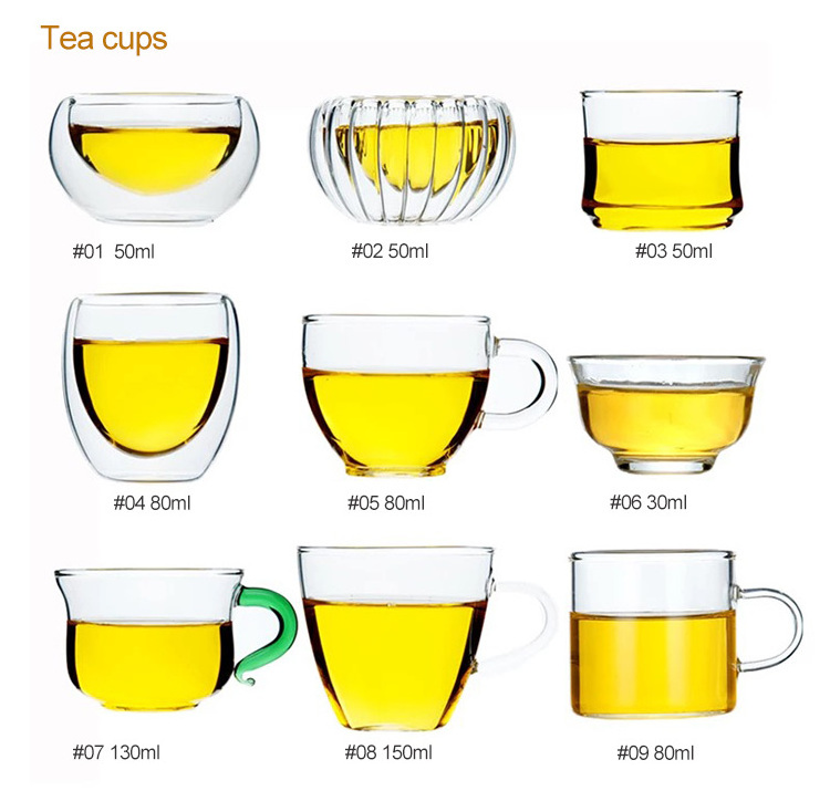 borosilicate transparent clear glass teapot and cup set