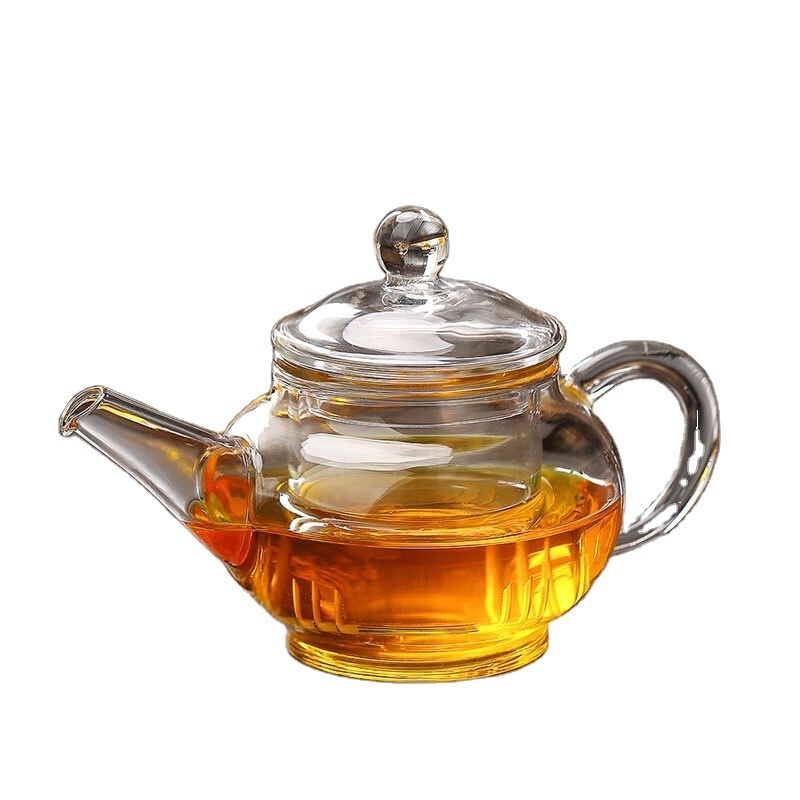 Handblown clear high borosilicate small glass teapot with infuser