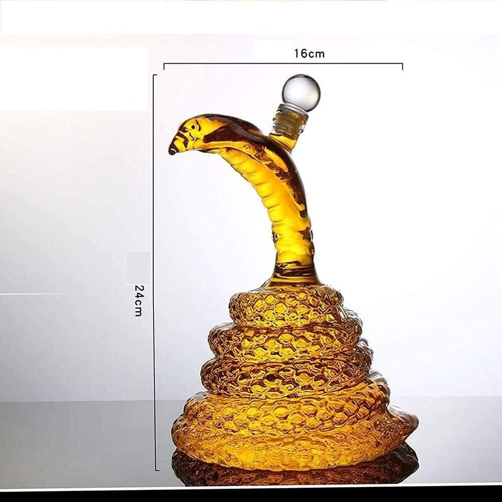 Handmade Borosilicate snake Shaped Glass Whisky Decanter Animal Shaped Zodiac Glass Bottle