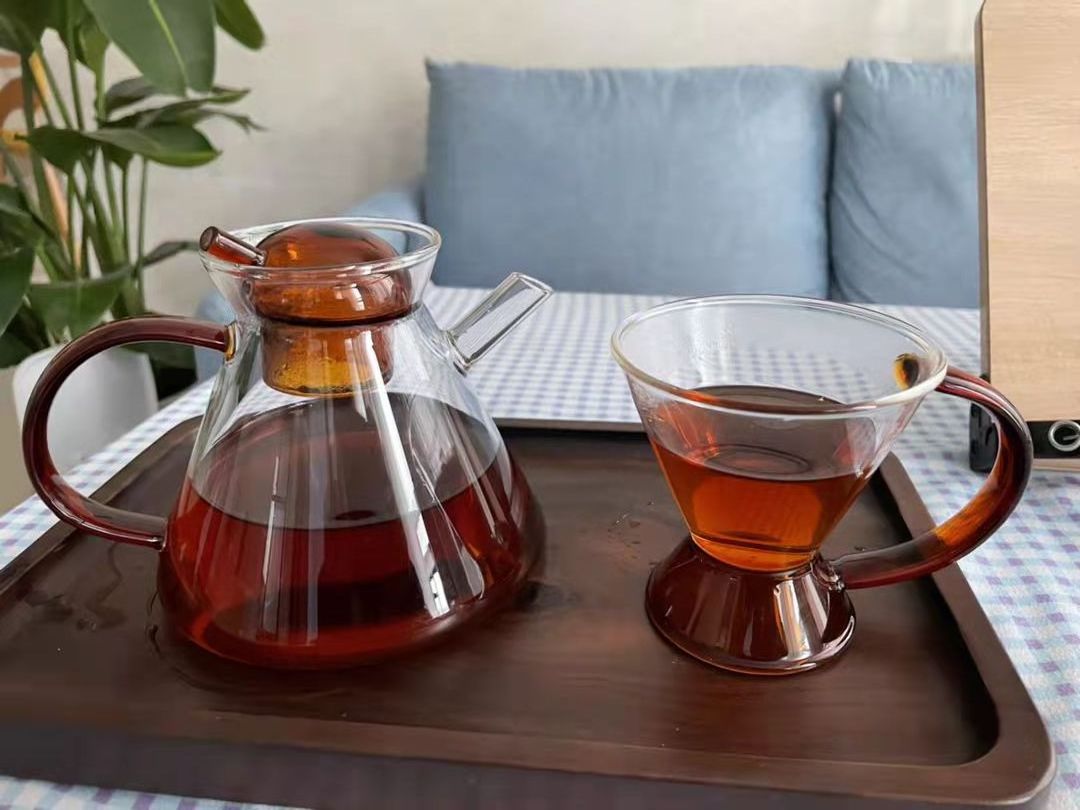 Hot sell Glass Teapot Set with 2 Cups, Clear Glass Tea Pot for Stove Top with Removable Infuser,Decorative and Modern Tea set