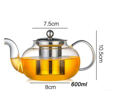 Heat resistant high borosilicate glass loose leaf tea pot