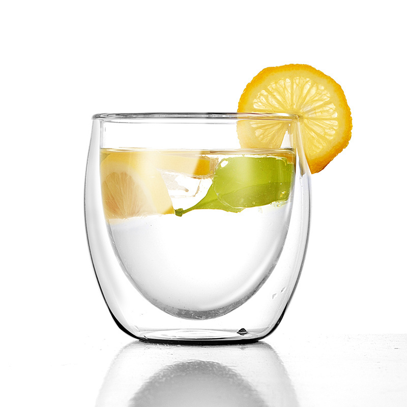 Elegant manufacturer small 80ml double wall glass tea cup