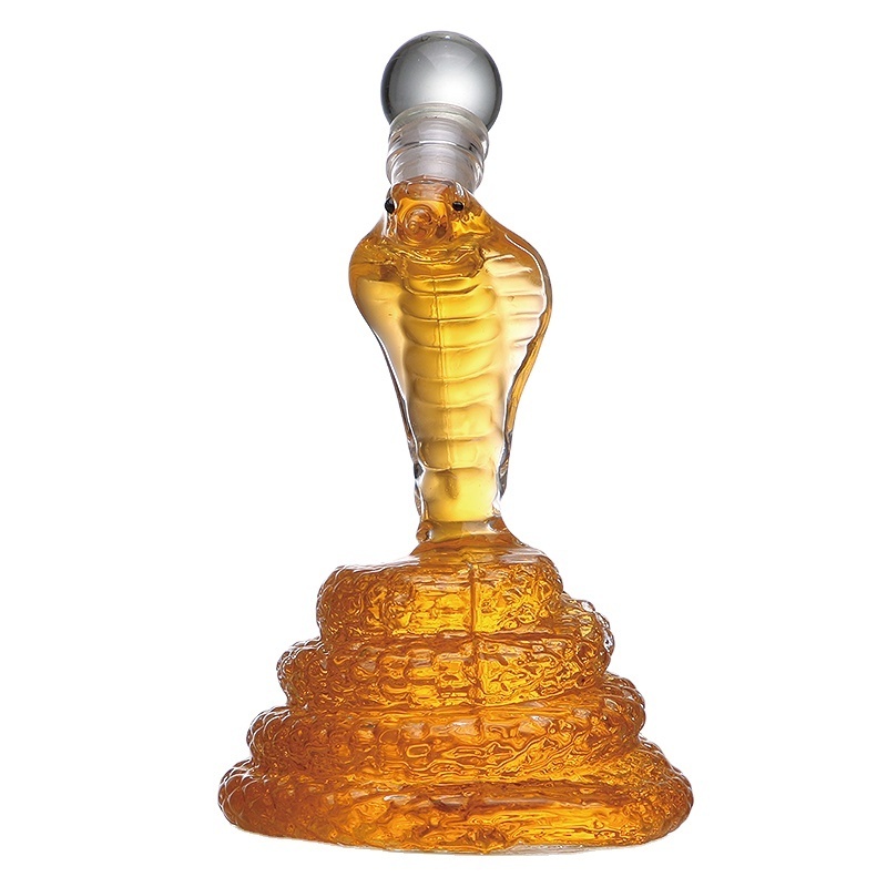 Handmade Borosilicate snake Shaped Glass Whisky Decanter Animal Shaped Zodiac Glass Bottle