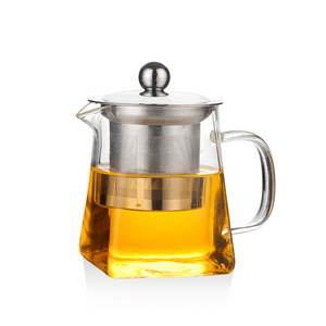 Heat resistant steel filter borosilicate glass tea pot