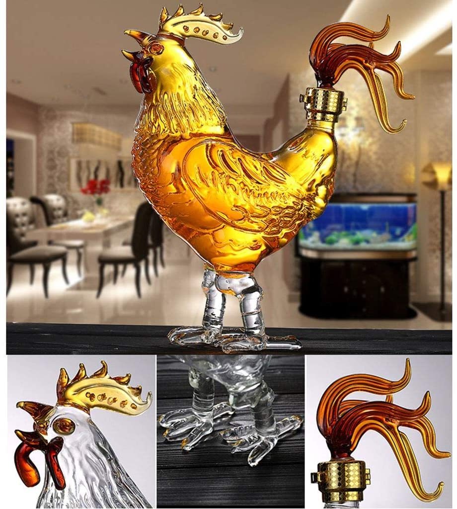 Handmade Borosilicate chicken Shaped Glass Whisky Decanter Animal Shaped Zodiac Glass Bottle