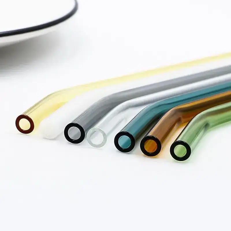 Manufacturer custom made reusable bent glass drinking straw