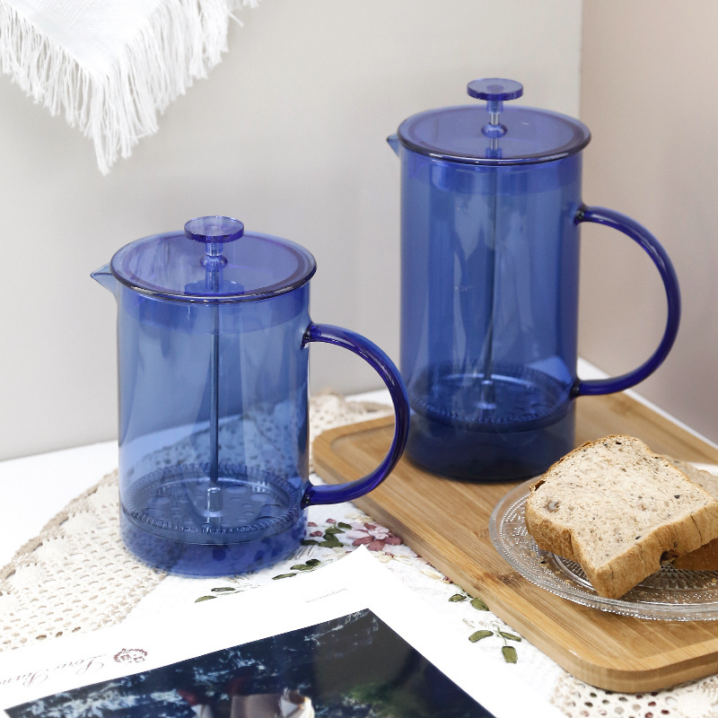 colored french press coffee maker cafetieres in blue amber