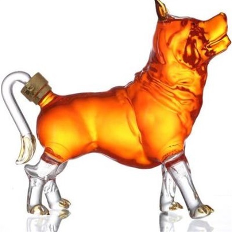 Handmade Borosilicate dog Shaped Glass Whisky Decanter Animal Shaped Zodiac Glass Bottle