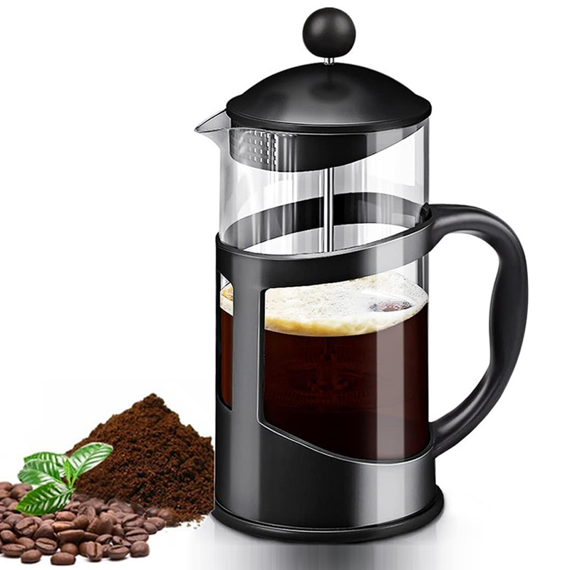 french Press Coffee/Tea Maker, Camping Mini Coffee/Tea Press of 304 Stainless Steel Filter and Heat Resistant Glass