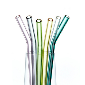 Manufacturer custom made reusable bent glass drinking straw