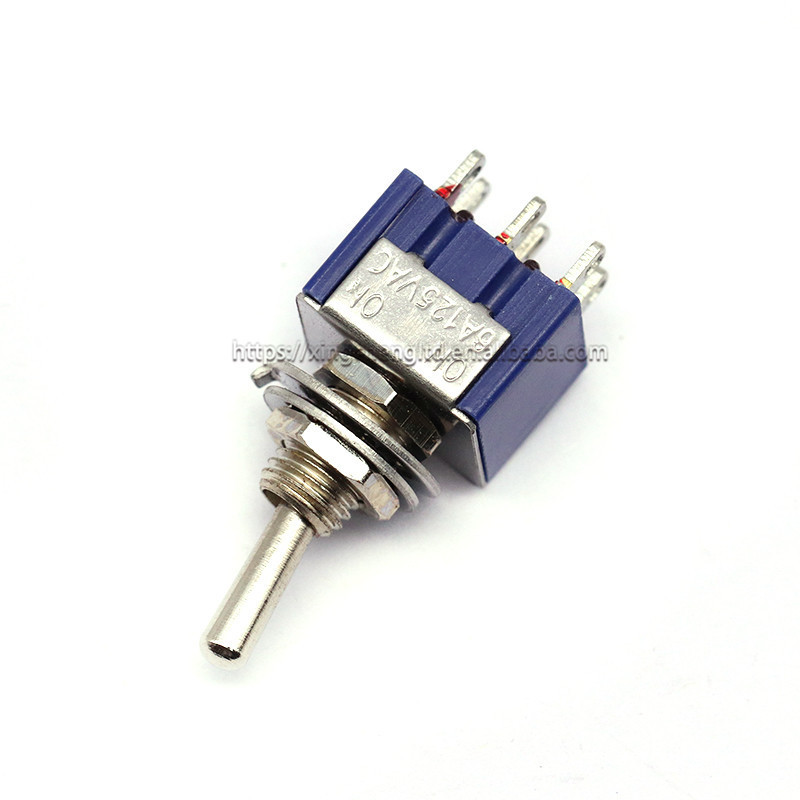 Mini 6mm 6 Pin 2 Position Toggle Switches ON-ON DPDT Mini Toggle Switch 6A/125V 3A/250V AC MTS-202