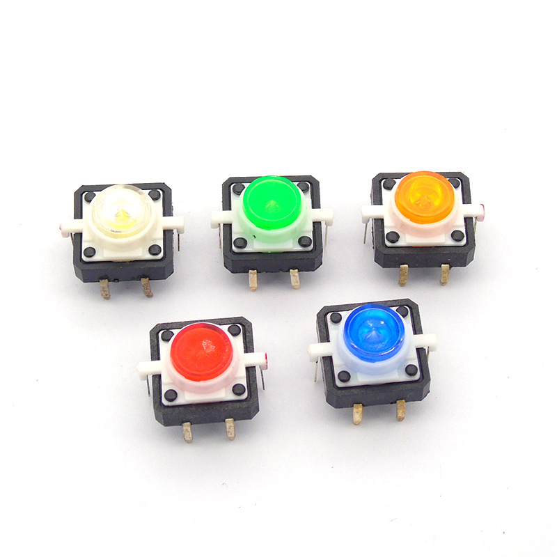 Colourful Tactile Push Button Switch Momentary 12*12*7.3MM Micro switch button green white blue yellow red with light