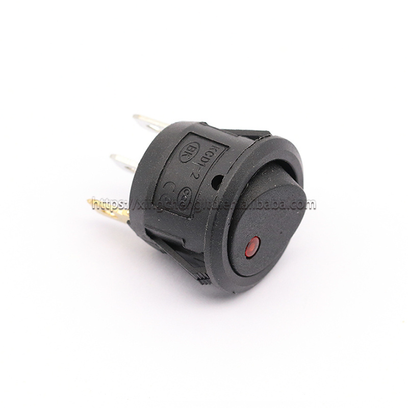 Hole 20mm 12V Red Led Round Rocker Switch Led Dot Light 3 pins ON-OFF LED illuminated Car Dashboard Toggle SPST Switch