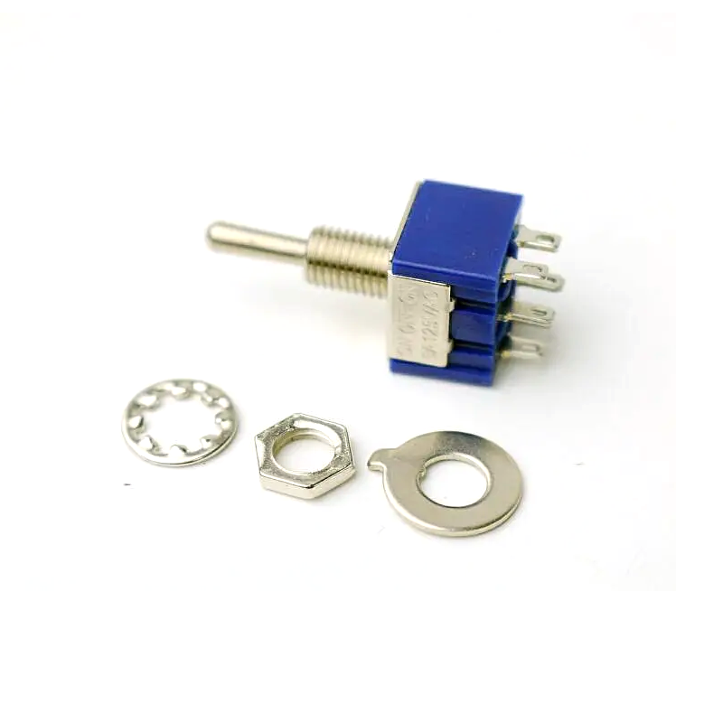 Mini 6 Pin 3 Position Toggle Switches ON-OFF-ON DPDT Mini Toggle Switch 6A/125V AC MTS-203 Blue