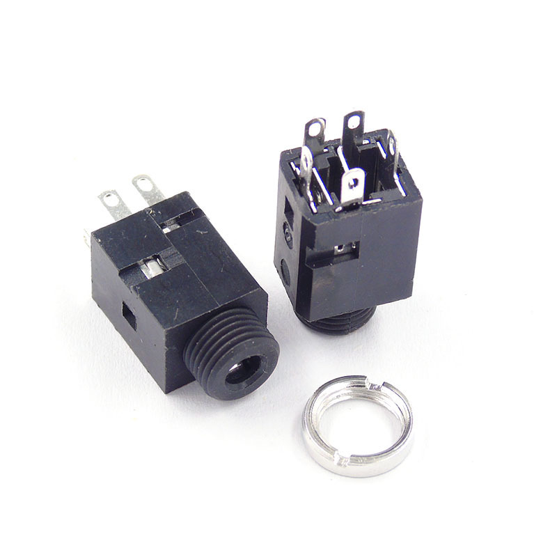 3.5MM Vertical socket 5Pin Female Socket Jack with Screw 3.5 Audio PJ-341 4 Poles Earphone Hole