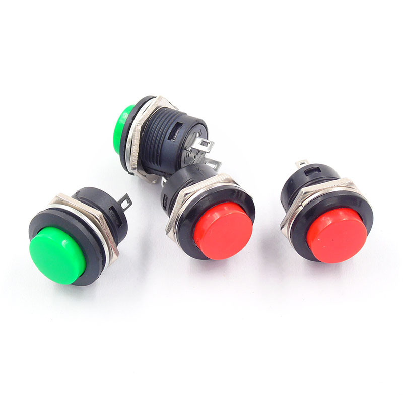 Diameter 16mm Push Button Switch R13-507 Reset Switch 6A 125VAC 3A 250VAC PB-02 No Lock Red Green Color