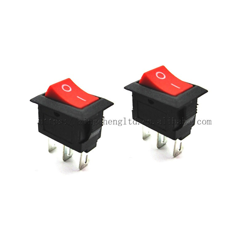 Mini Rocker Power Switches KCD11 3 Pin 3A 250VAC ON OFF 10*15mm Red 2 Positions