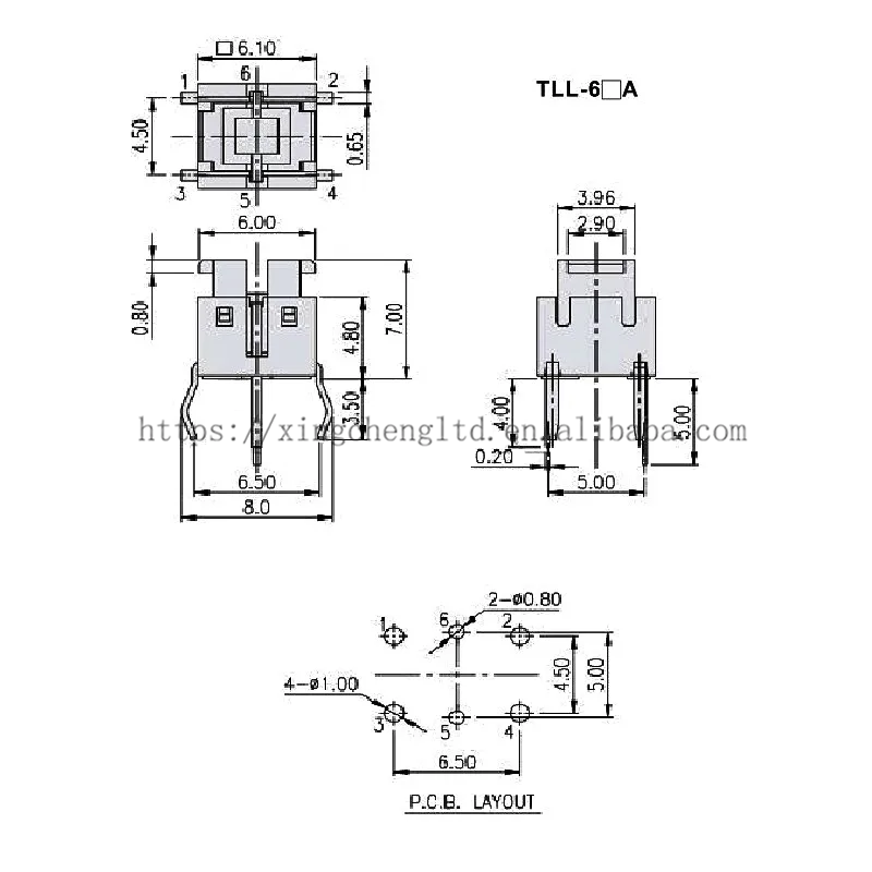 6*6*7mm DIP tactile switches Blue light led micro switch 6x6x7mm Light touch 0.5A 12V 6x6mm