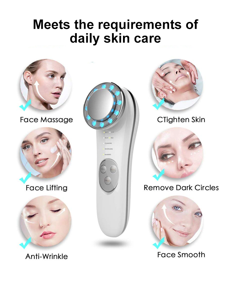 Anti-Ageing Infrared LED Light Toning Device Facial Neck Eye Massager Skin Care Tools 7 in 1 Face Lifting Machine