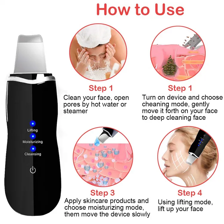 Female Portable Dead Skin Remover Skin Scrubber Shoveler Beauty Machine electric ultrasonic skin scrubber