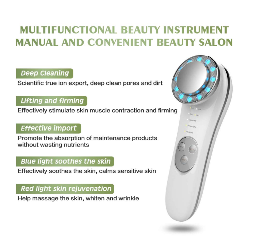 Anti-Ageing Infrared LED Light Toning Device Facial Neck Eye Massager Skin Care Tools 7 in 1 Face Lifting Machine