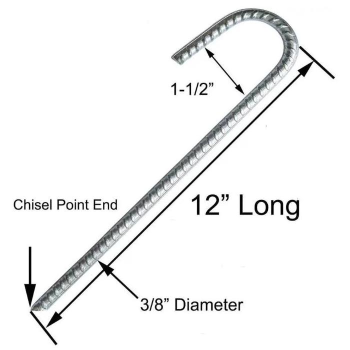 Rust Proof Coated Steel Ground Stakes Anchors/J-Hook Garden Metal Tent Stakes/Trampoline Anchors