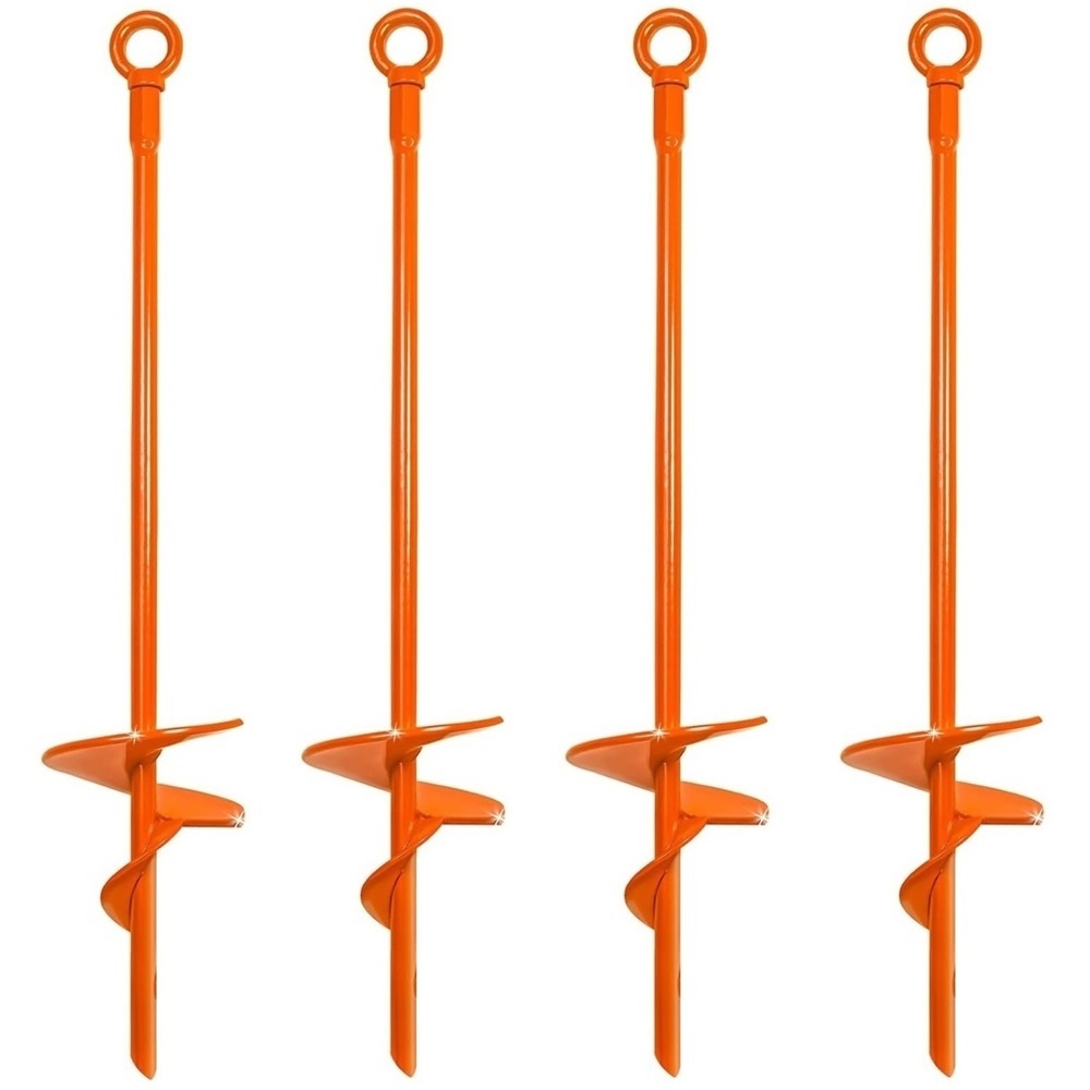 Long Ground Anchor Kit with 3 Inch Wide Helix Heavy Duty Earth Augers Solid Steel Shaft for Tents