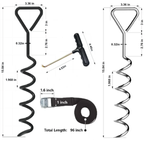 Spiral Trampoline Stake Kit Corkscrew Steel Trampoline Stakes