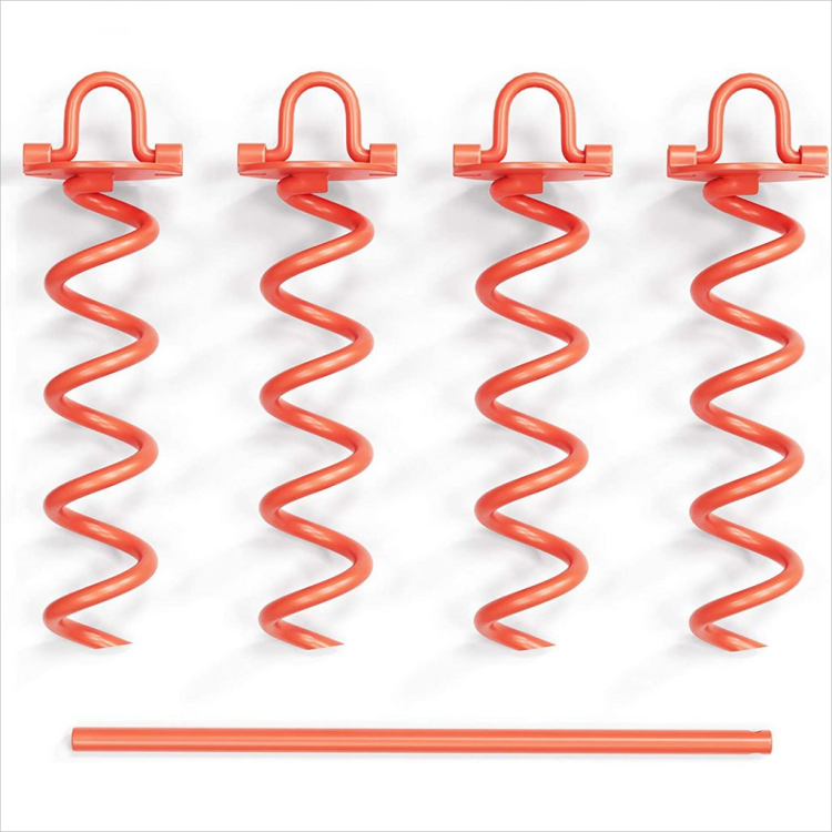 Tent Used Spiral Ground Screw Earth Anchor Spike Trampoline Used Folding Spiral Stake Pile