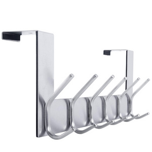 Silver 6 Hooks Hanging Coats Door Coat Hanger Towel Hanger Over Door Coat Rack Over The Door Hook