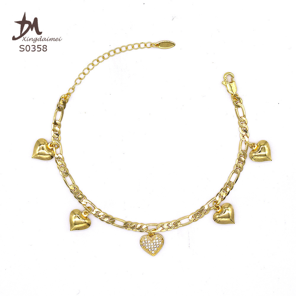 S0358 Wholesale summer colorful High quality zircon tortoise anklet women's heart anklet