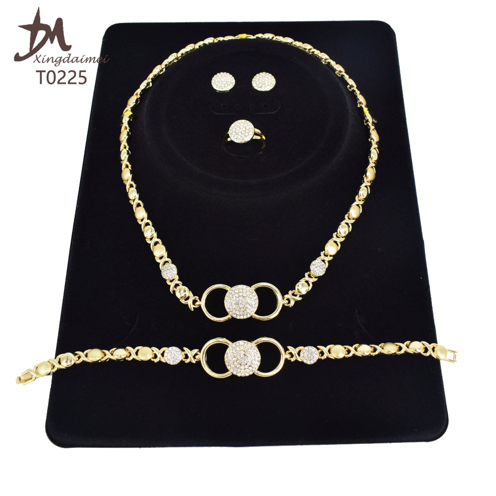 T0225 2020 High quality 18 K gold-plated X O fashion jewelry set