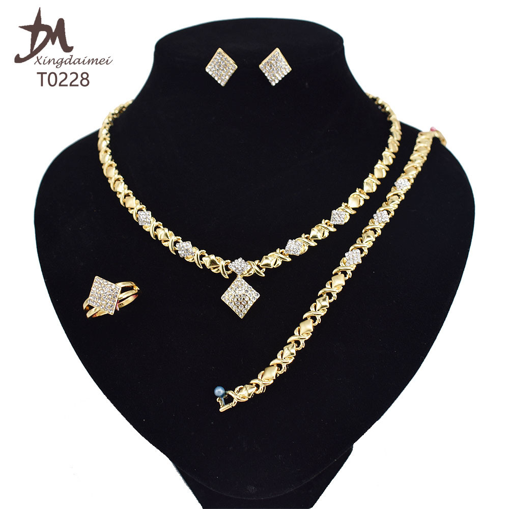 T0228 USA 2020 hot sell fashion 18K gold plated XO jewelry set