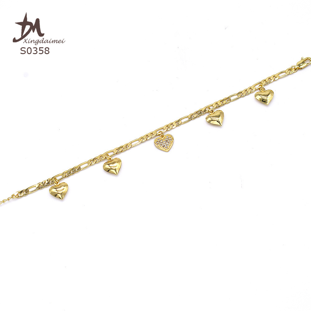 S0358 Wholesale summer colorful High quality zircon tortoise anklet women's heart anklet