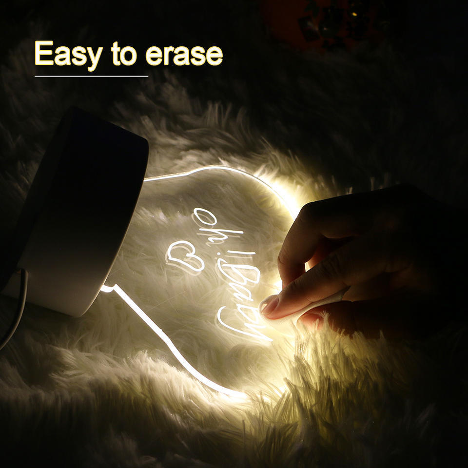 16 colors Night Light Base Erasable DIY RGB LED Memo Message Note Acrylic Writing Board Light