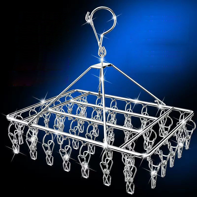 WSY Stainless Steel Clothes Clip Windproof Hanger Clips Drying Rack Hanger Sock Shorts Underwear Multifunction Drying Hanger