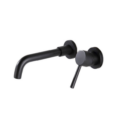 LJW Hot Sale Single Hole Antique Brass Wall Mounted Bathroom Basin Mixer Black Concealed Faucet for basin tap