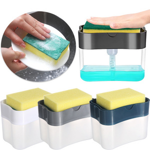 JW06 Dish Soap Dispenser and Sponge Holder 2 in1 Countertop Soap Pump Dispenser Liquid Soap Kitchen Dispenser